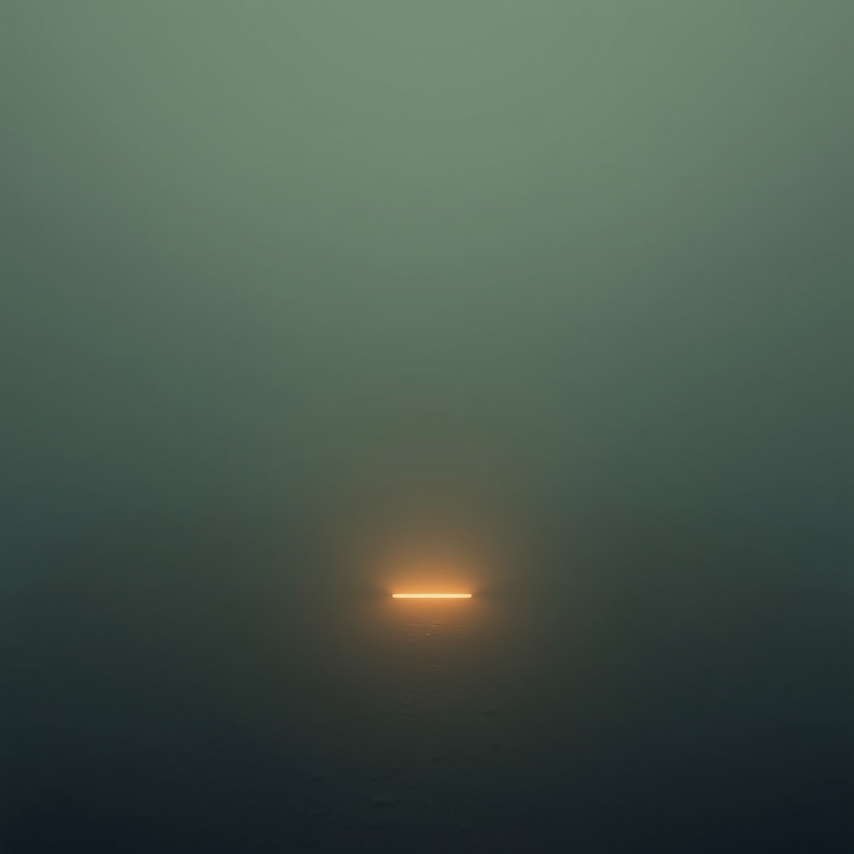 A soft glowing line in a calm green space, representing reflection after starting.